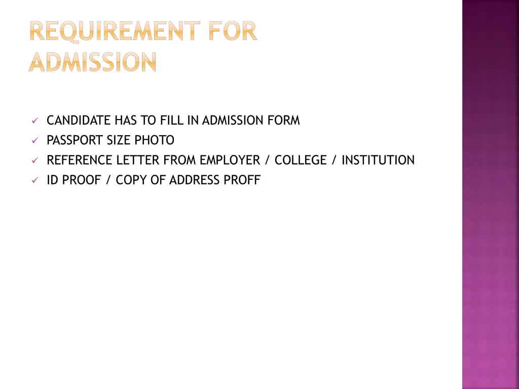 requirement for admission