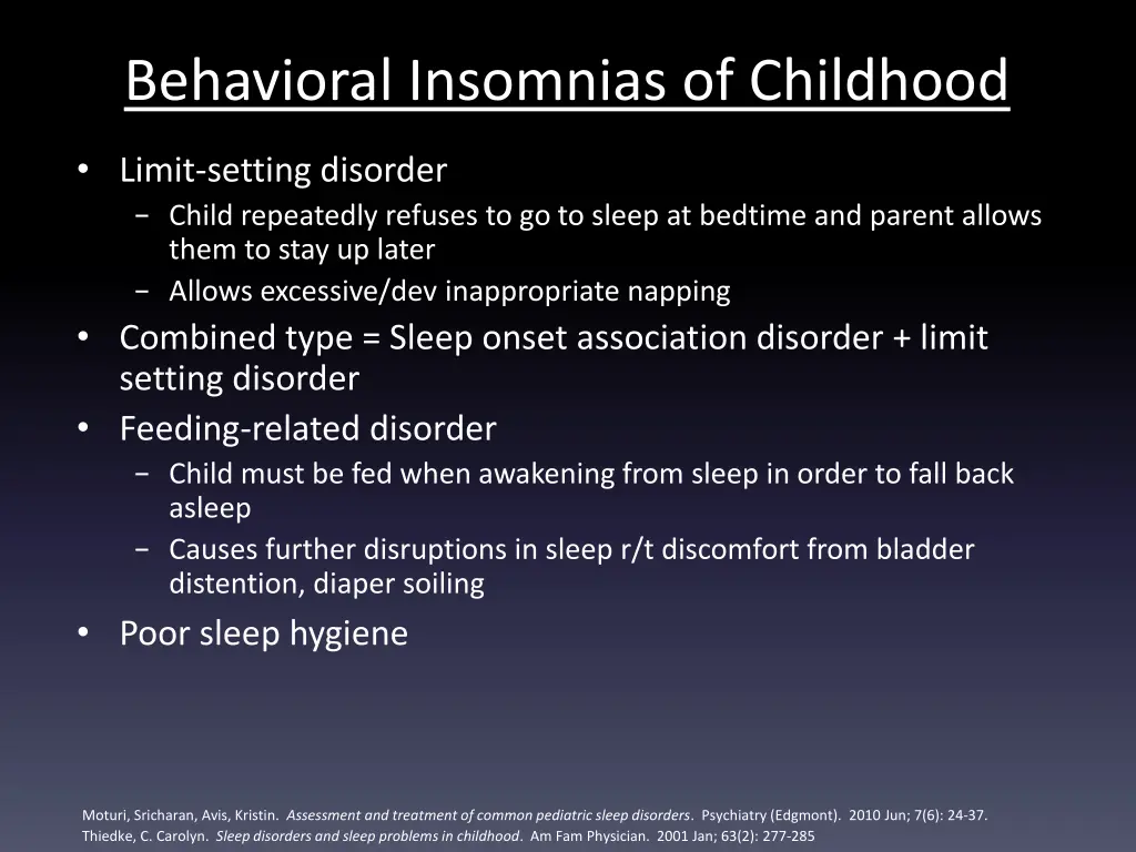 behavioral insomnias of childhood 1