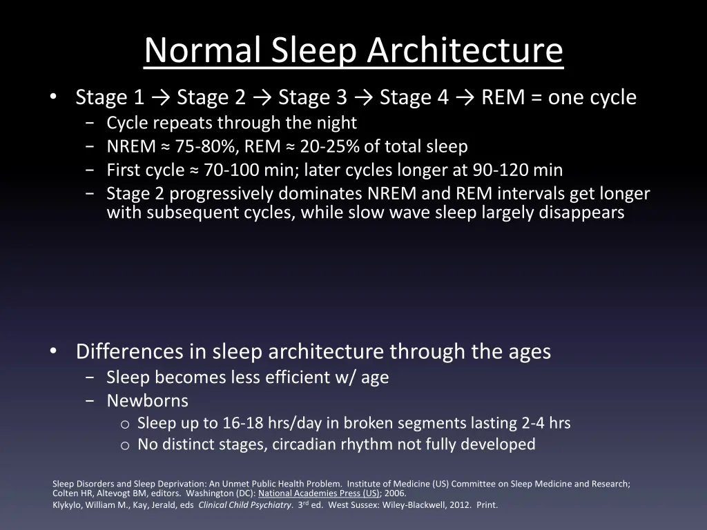 normal sleep architecture stage 1 stage 2 stage