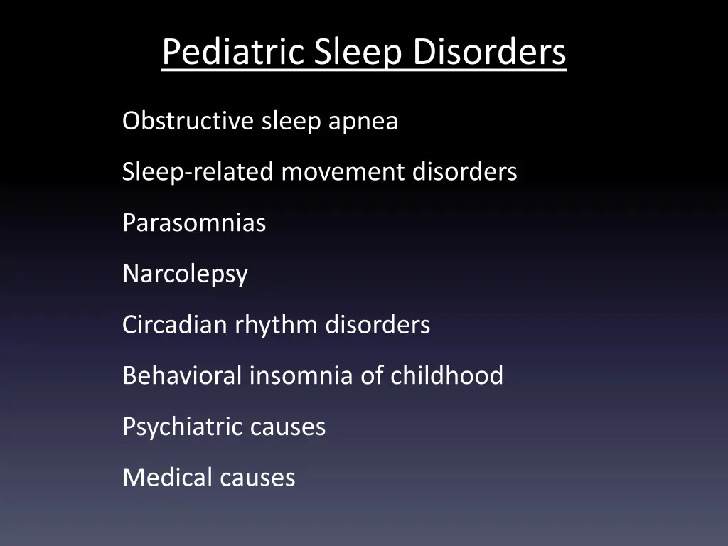 pediatric sleep disorders