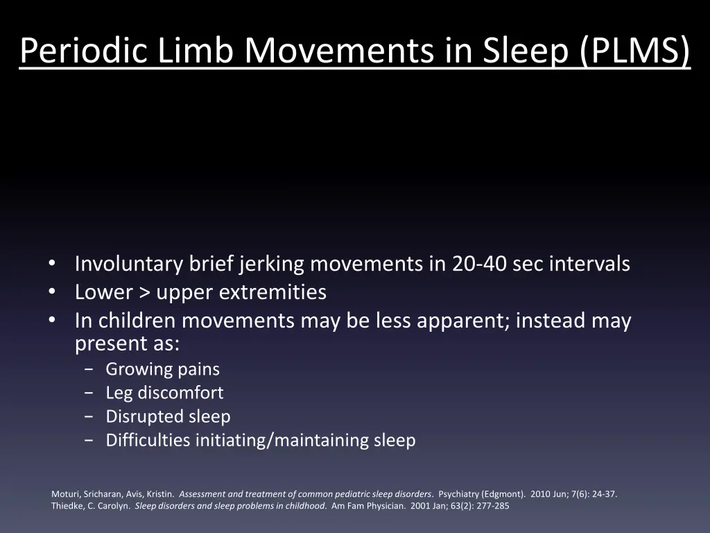 periodic limb movements in sleep plms