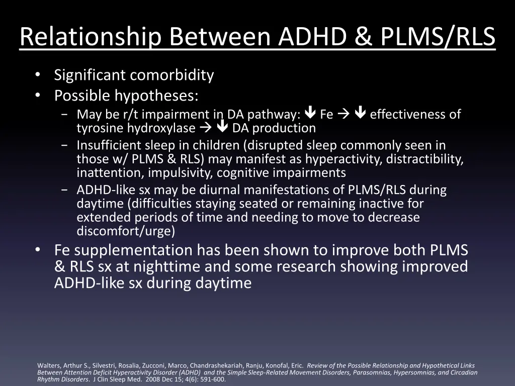 relationship between adhd plms rls