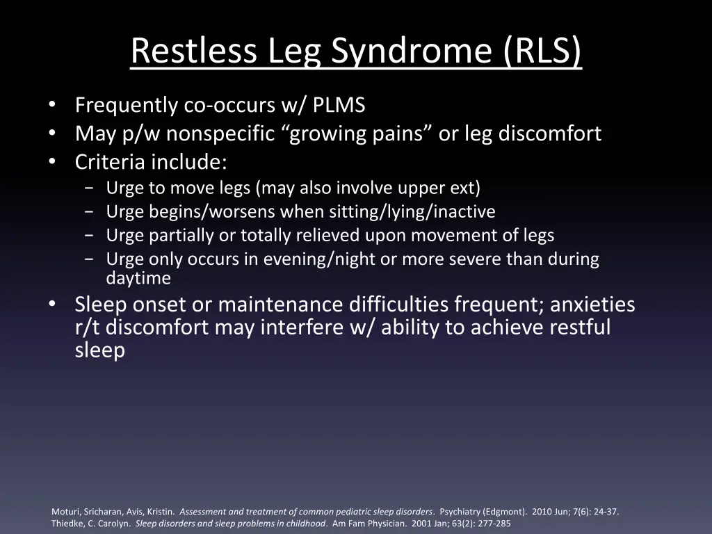 restless leg syndrome rls