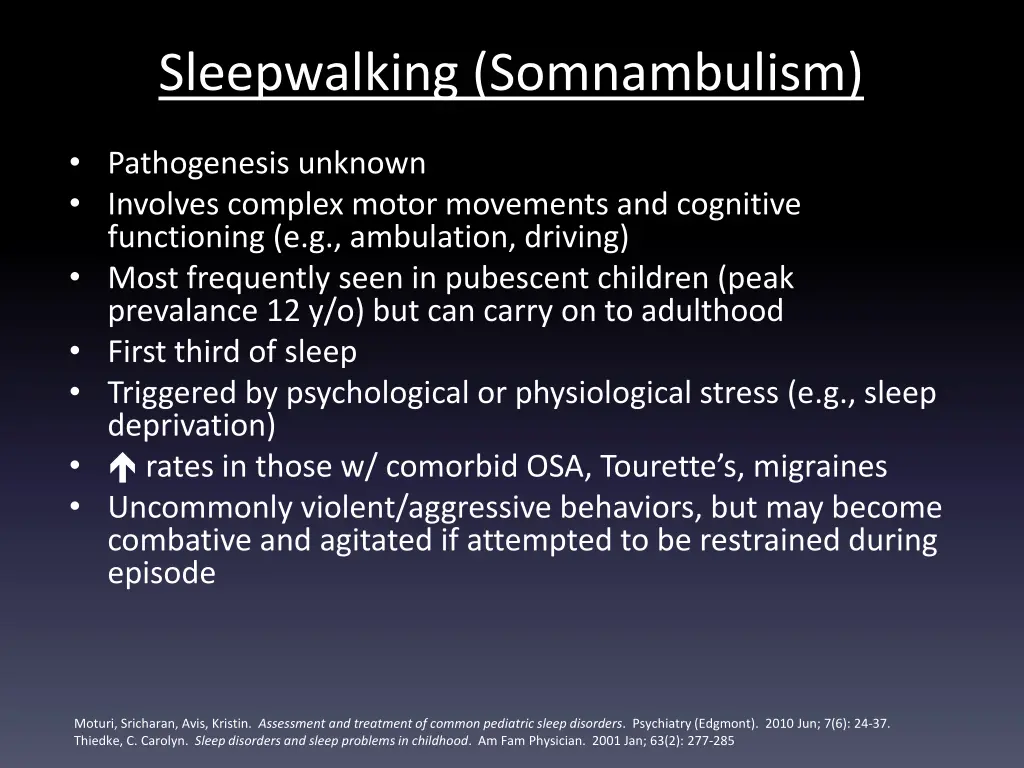 sleepwalking somnambulism