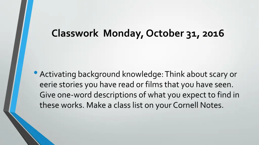 classwork monday october 31 2016