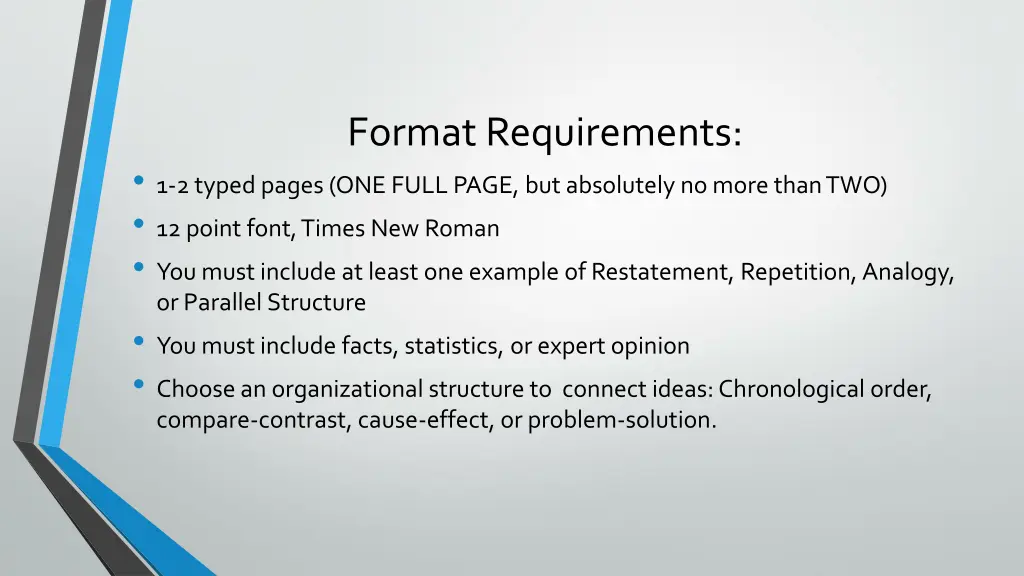 format requirements