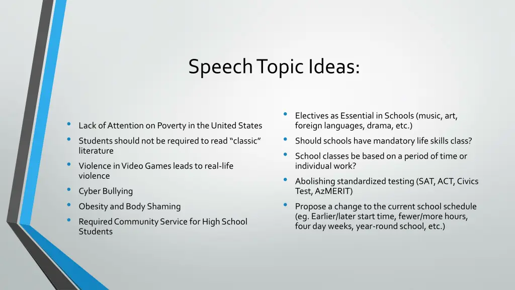 speech topic ideas 1