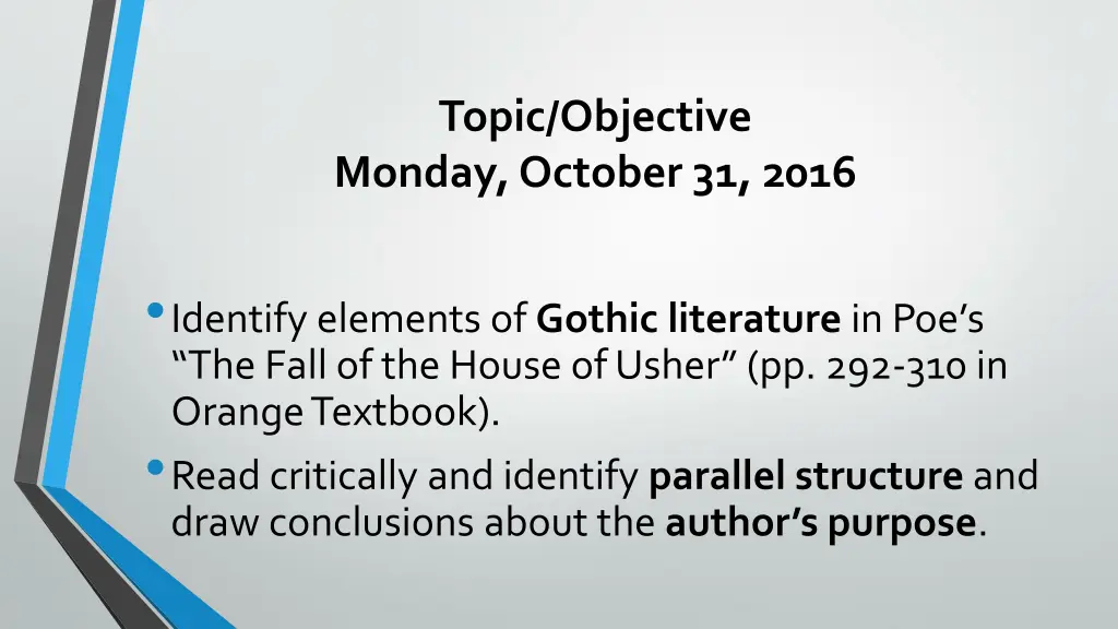 topic objective monday october 31 2016