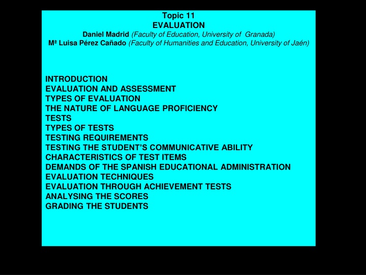 topic 11 evaluation