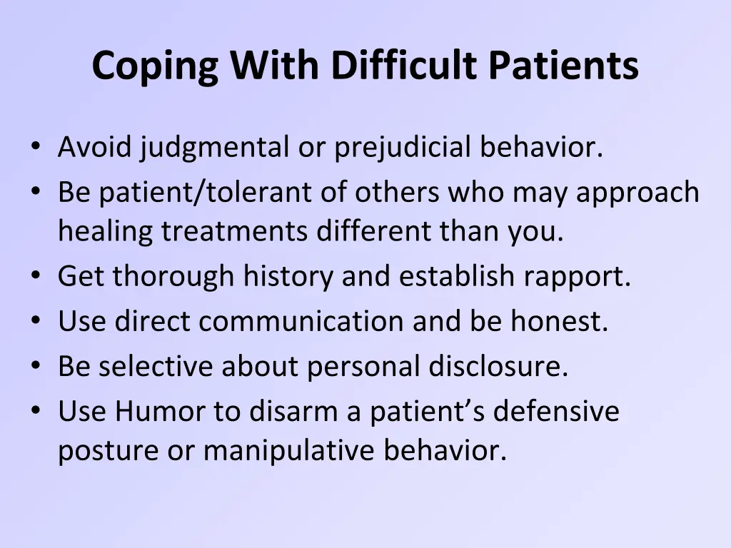 coping with difficult patients