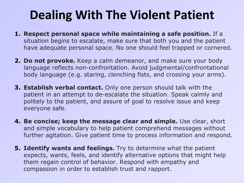 dealing with the violent patient