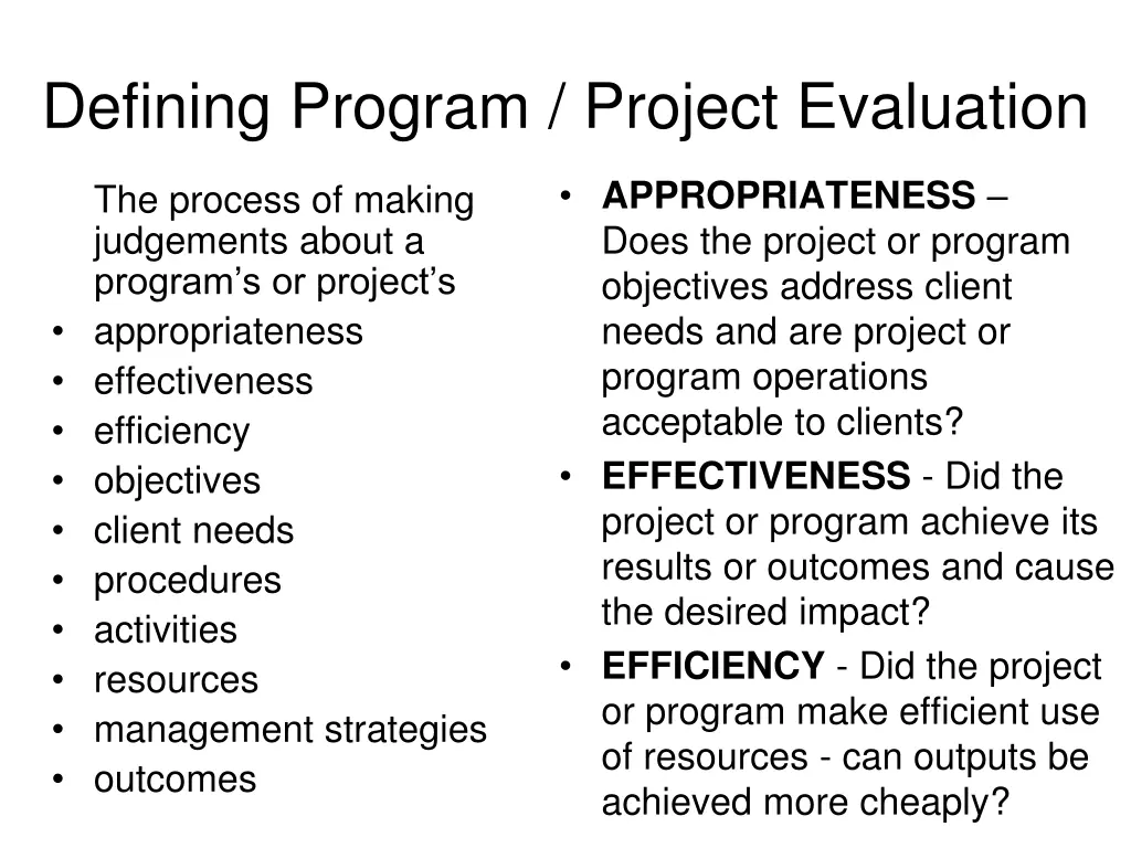 defining program project evaluation