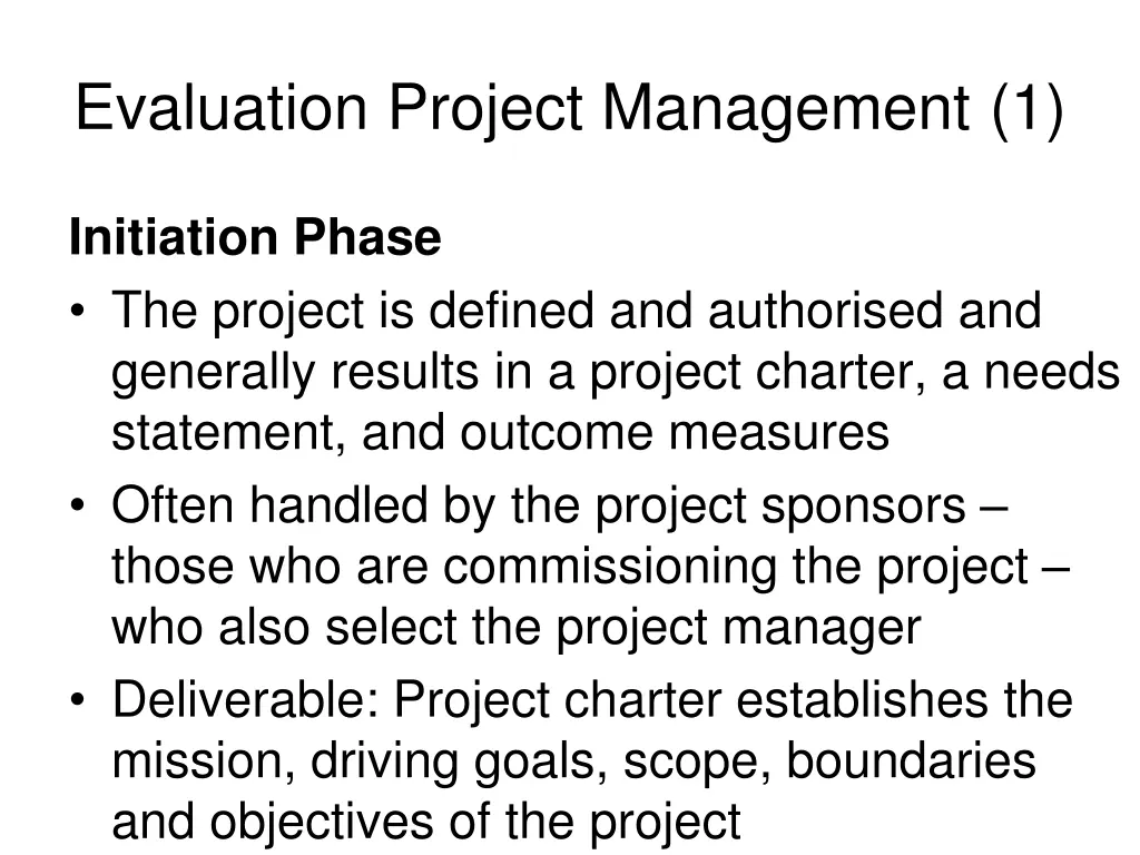 evaluation project management 1