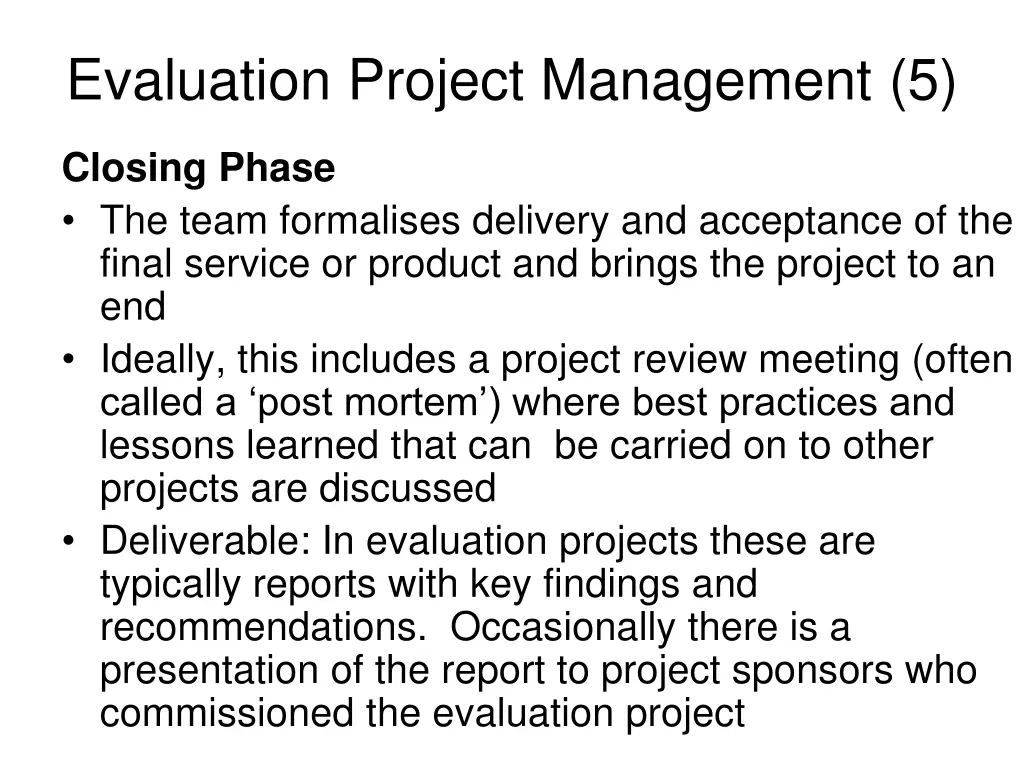 evaluation project management 5