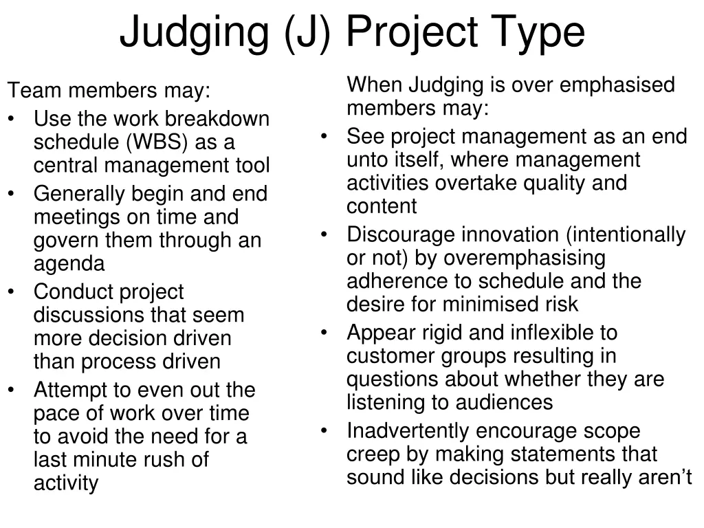 judging j project type