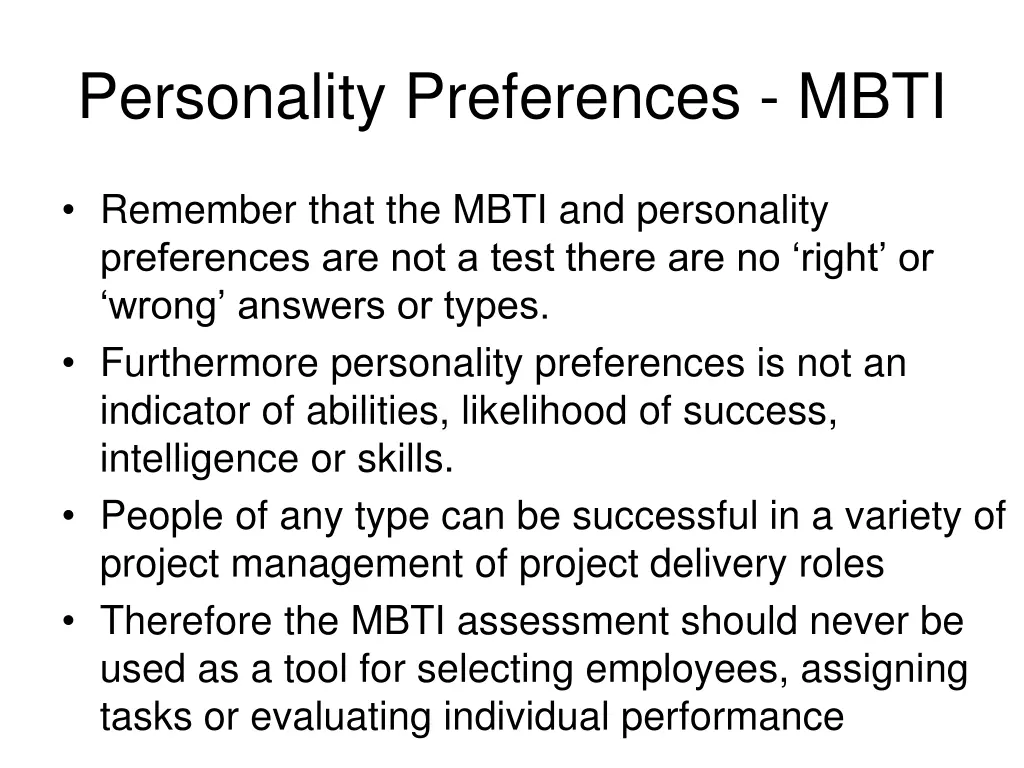 personality preferences mbti