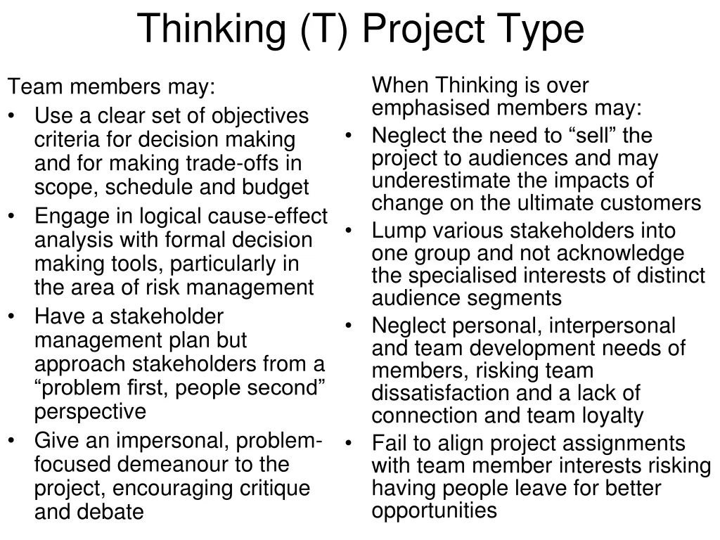 thinking t project type