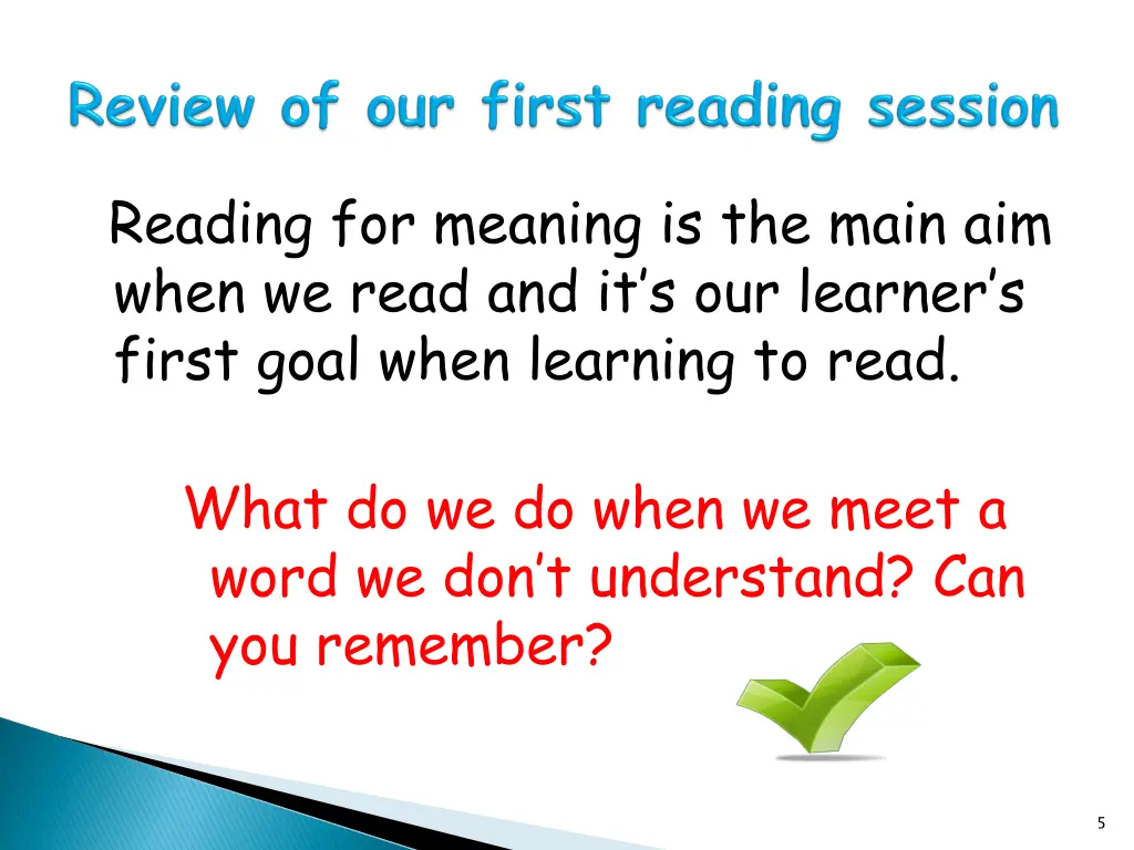 reading for meaning is the main aim when we read