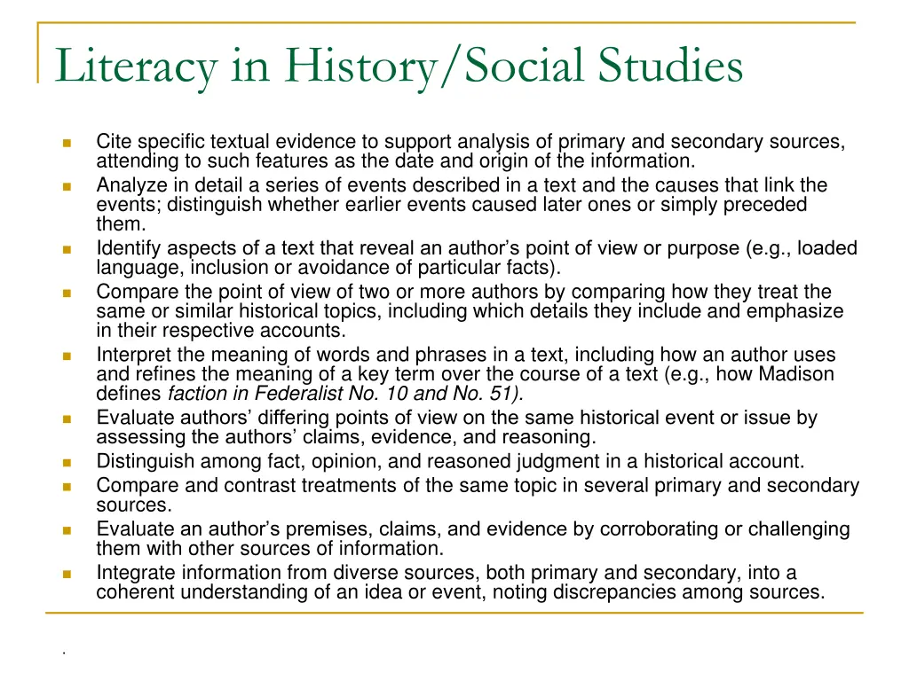 literacy in history social studies