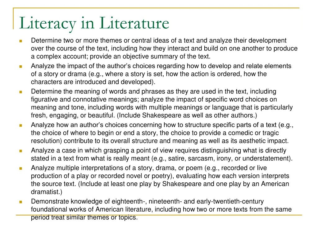 literacy in literature determine two or more