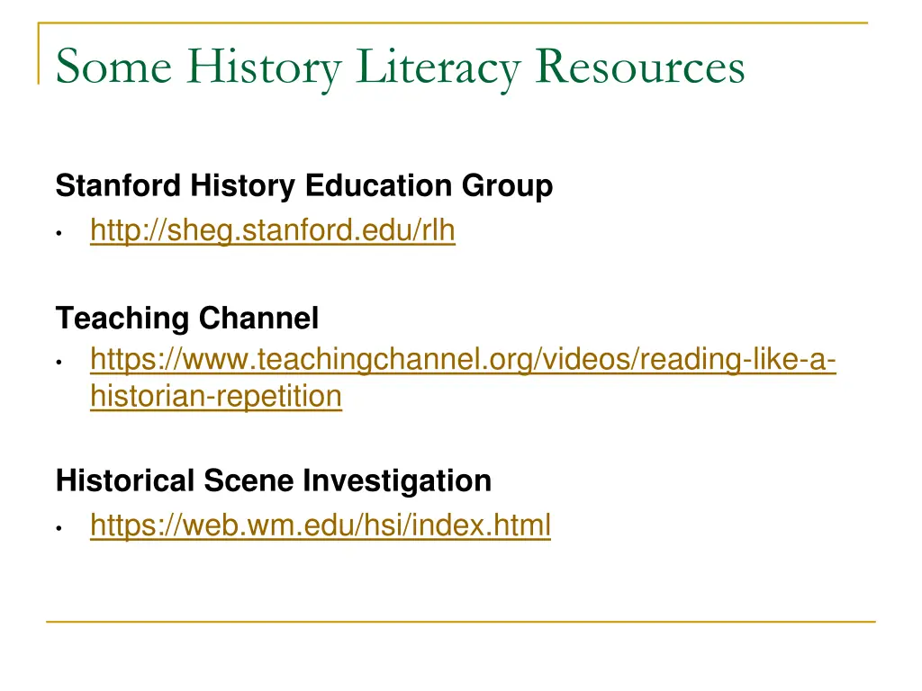 some history literacy resources