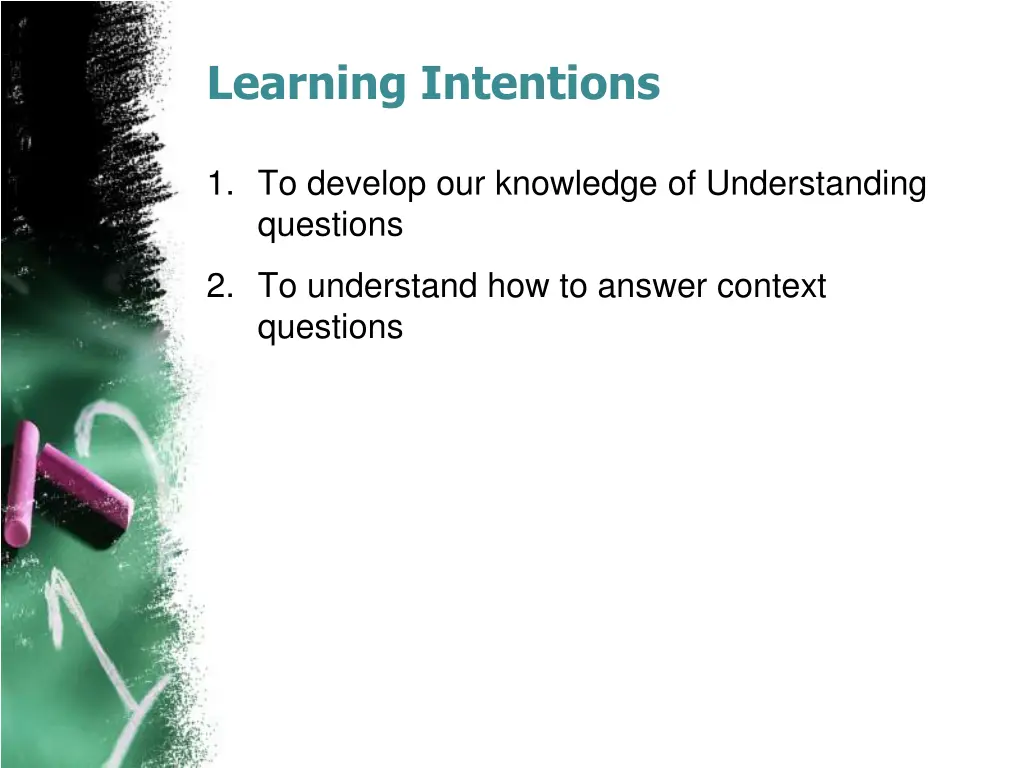 learning intentions 1