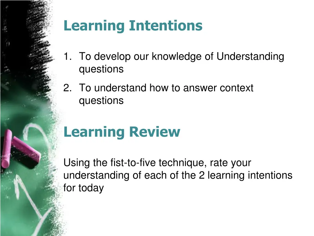 learning intentions 2