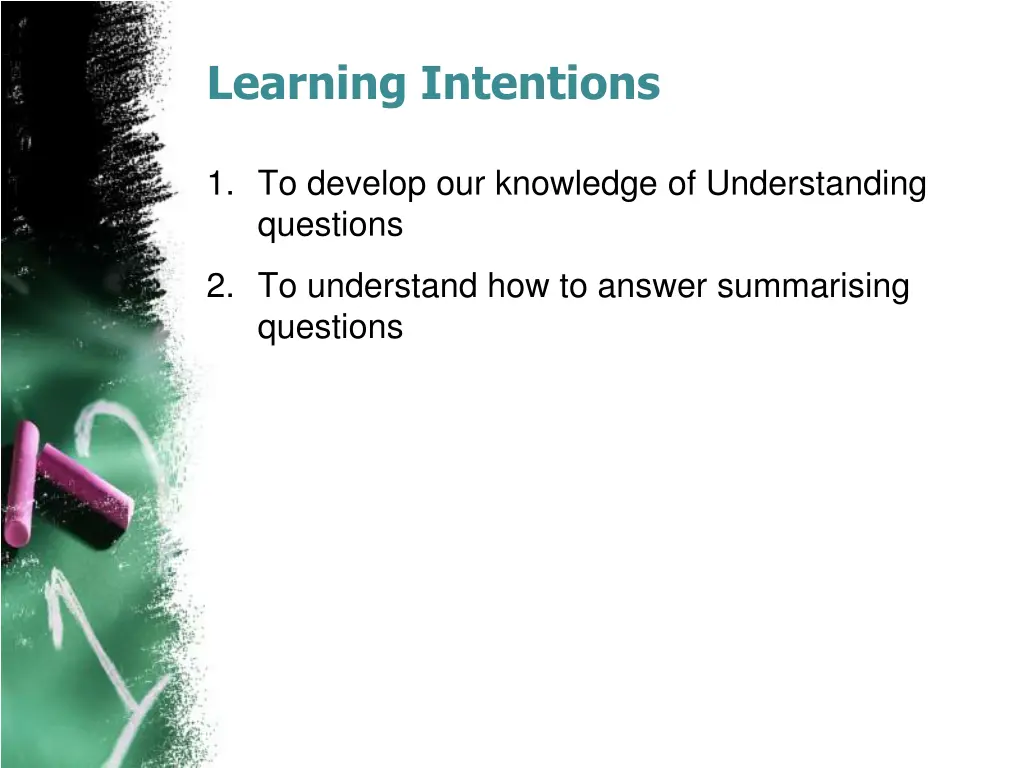 learning intentions