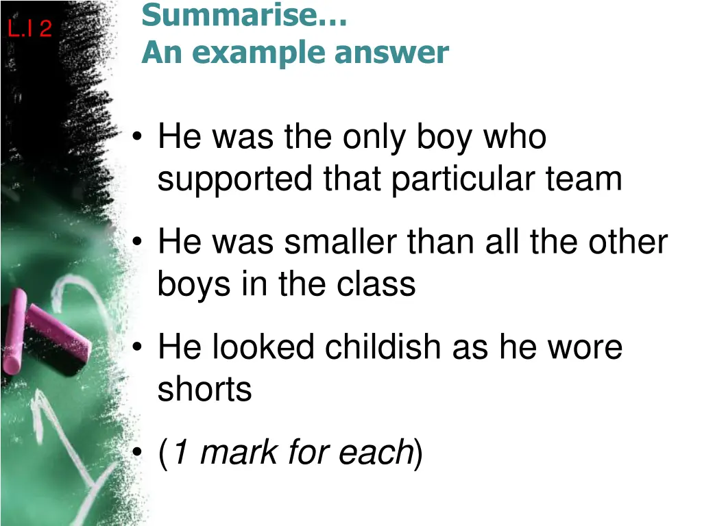 summarise an example answer