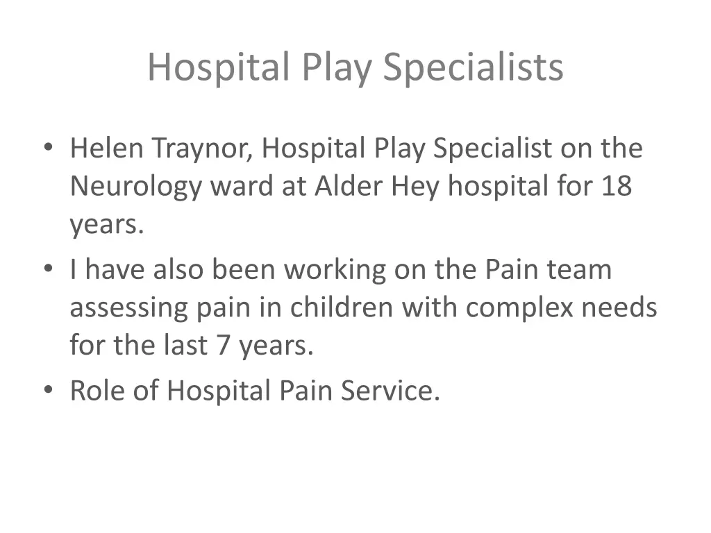 hospital play specialists