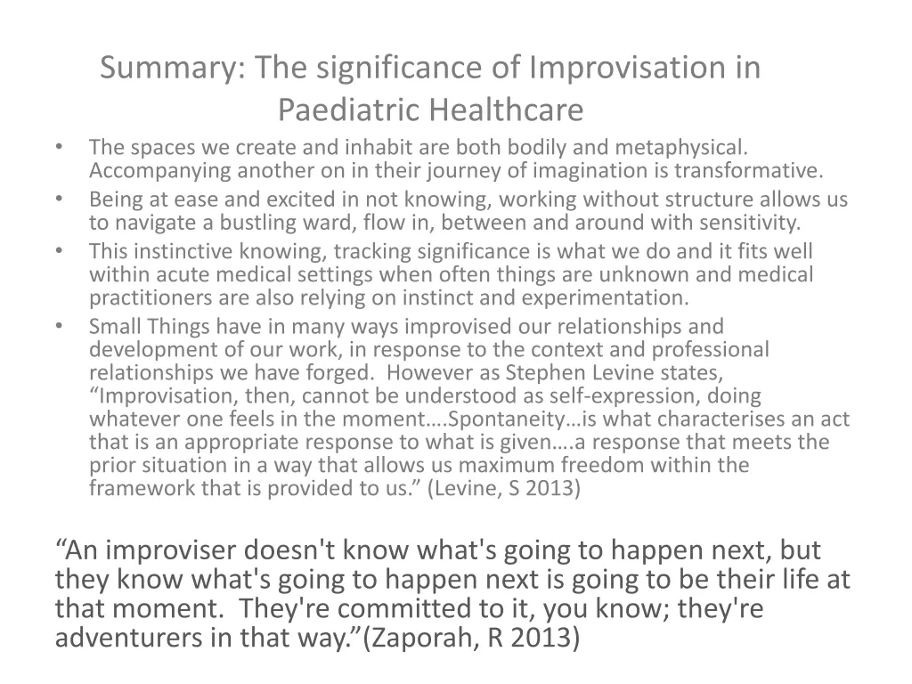 summary the significance of improvisation