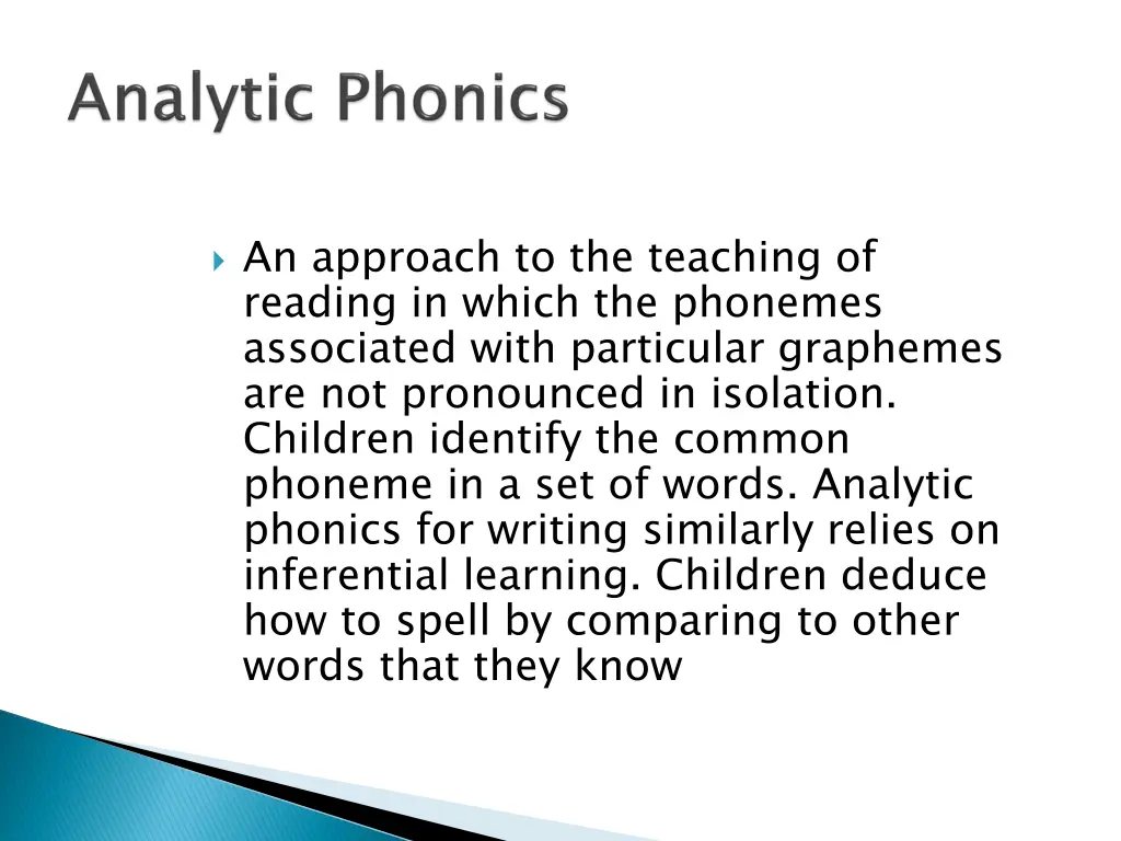 an approach to the teaching of reading in which 1