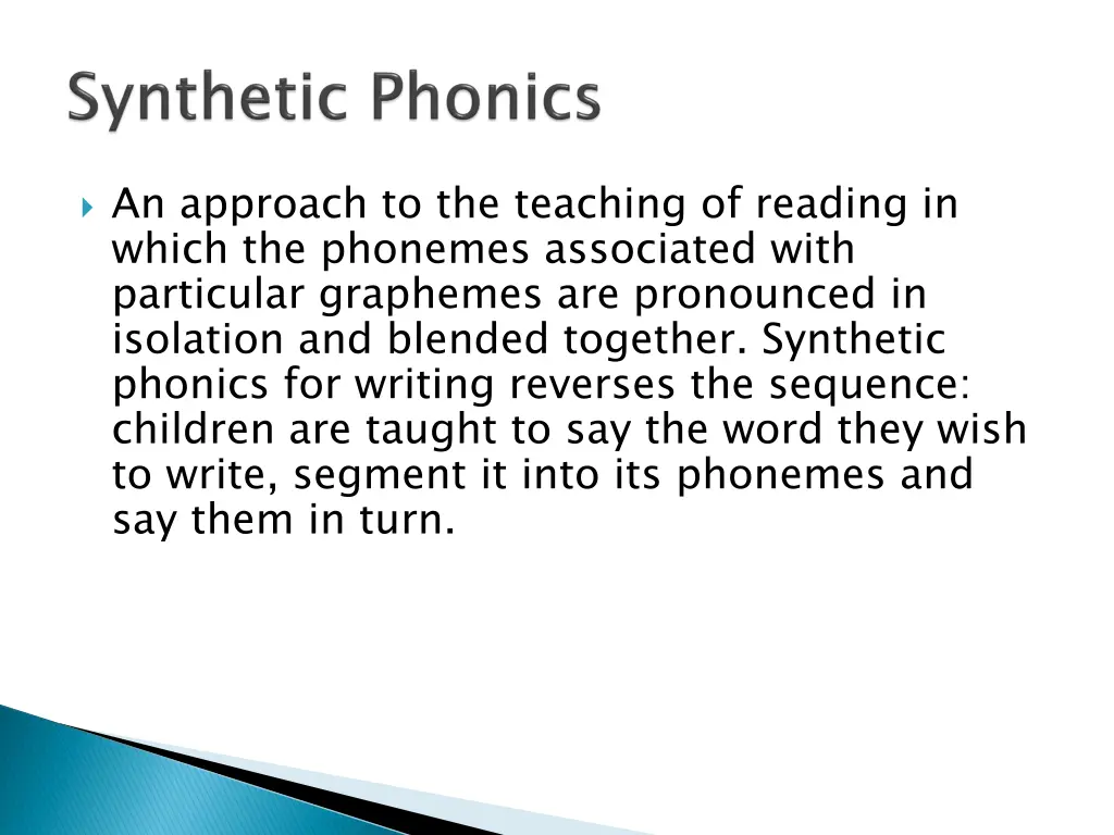 an approach to the teaching of reading in which