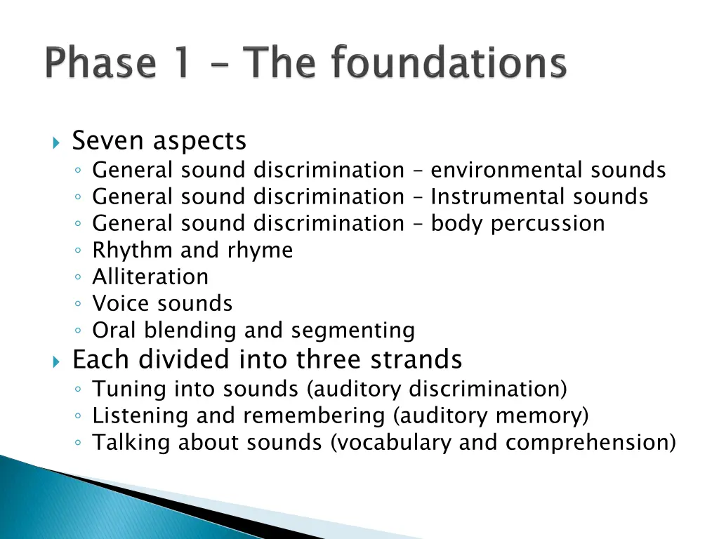 seven aspects general sound discrimination