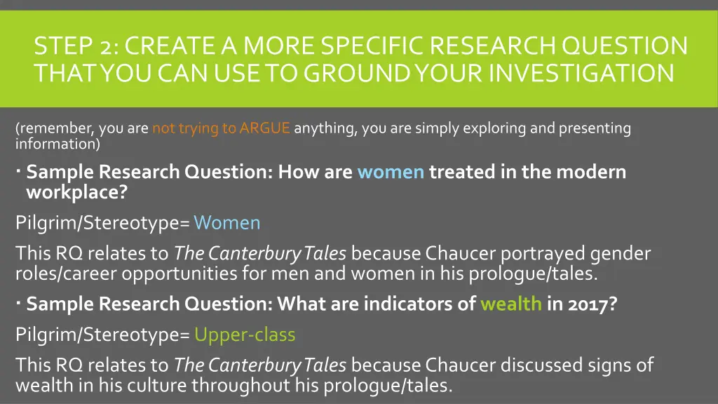 step 2 create a more specific research question