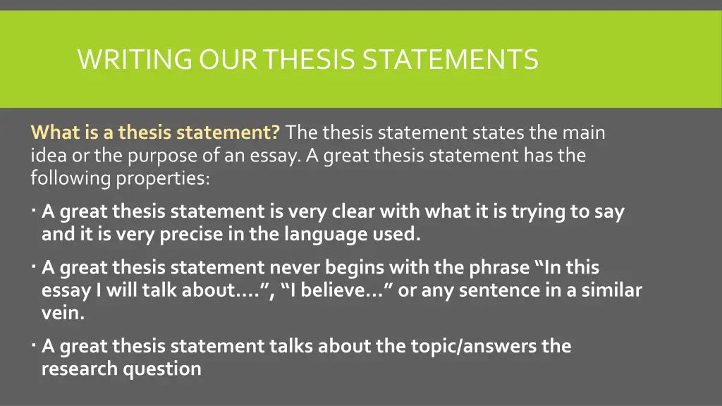 writing our thesis statements