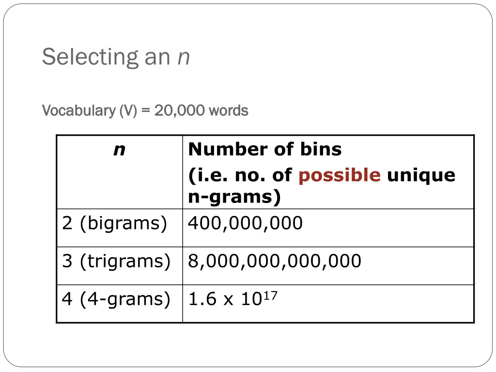 selecting an n