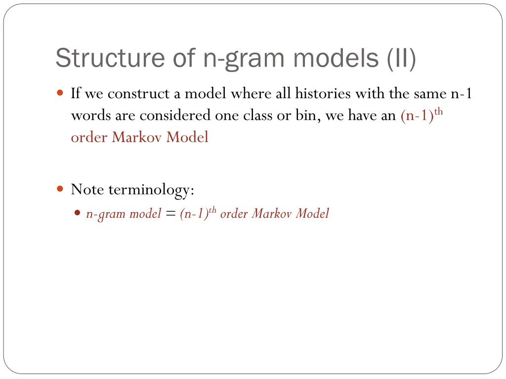 structure of n gram models ii