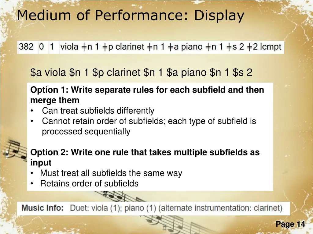 medium of performance display