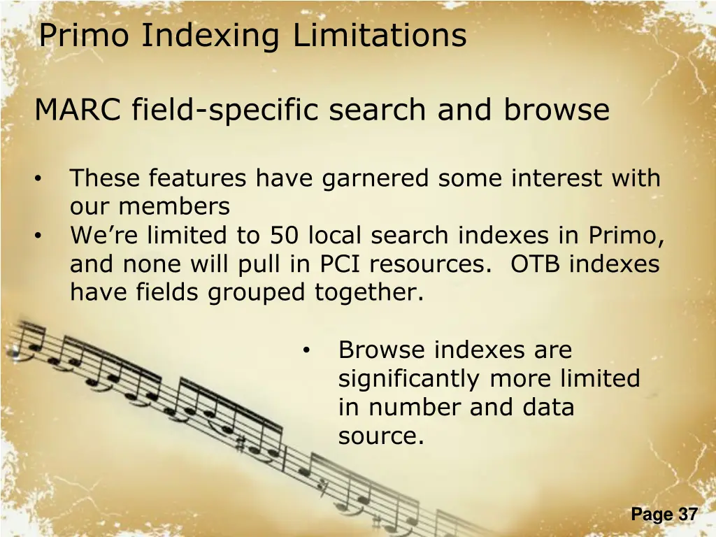 primo indexing limitations