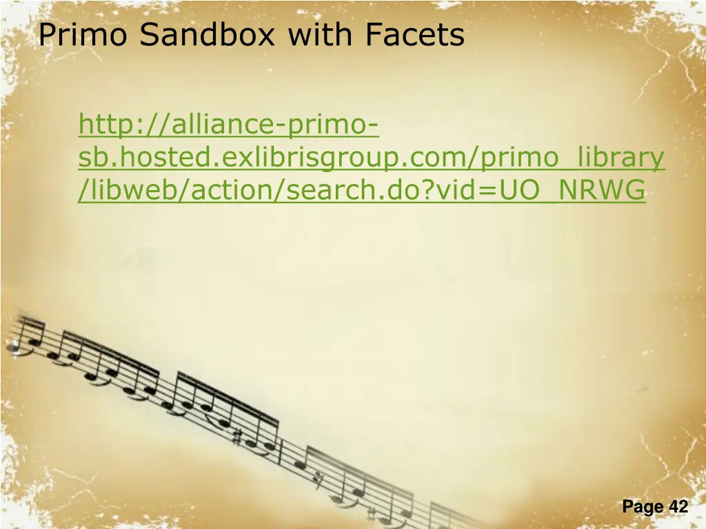 primo sandbox with facets