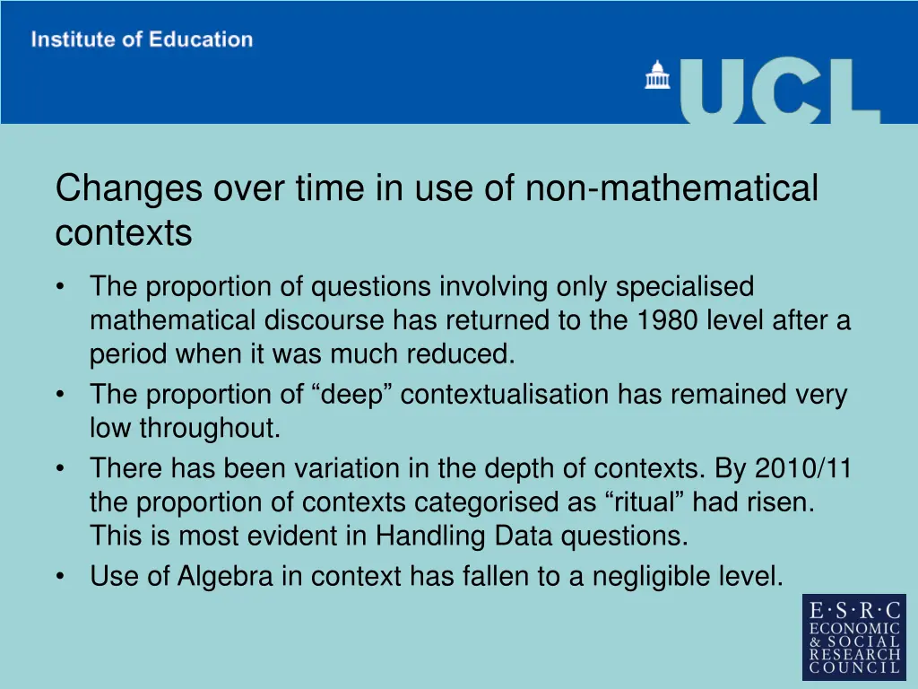 changes over time in use of non mathematical