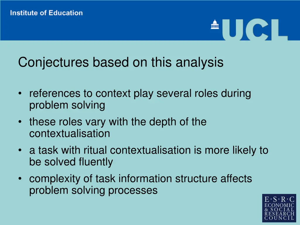 conjectures based on this analysis 1