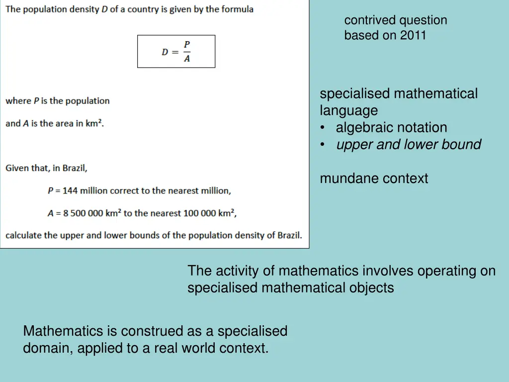 contrived question based on 2011