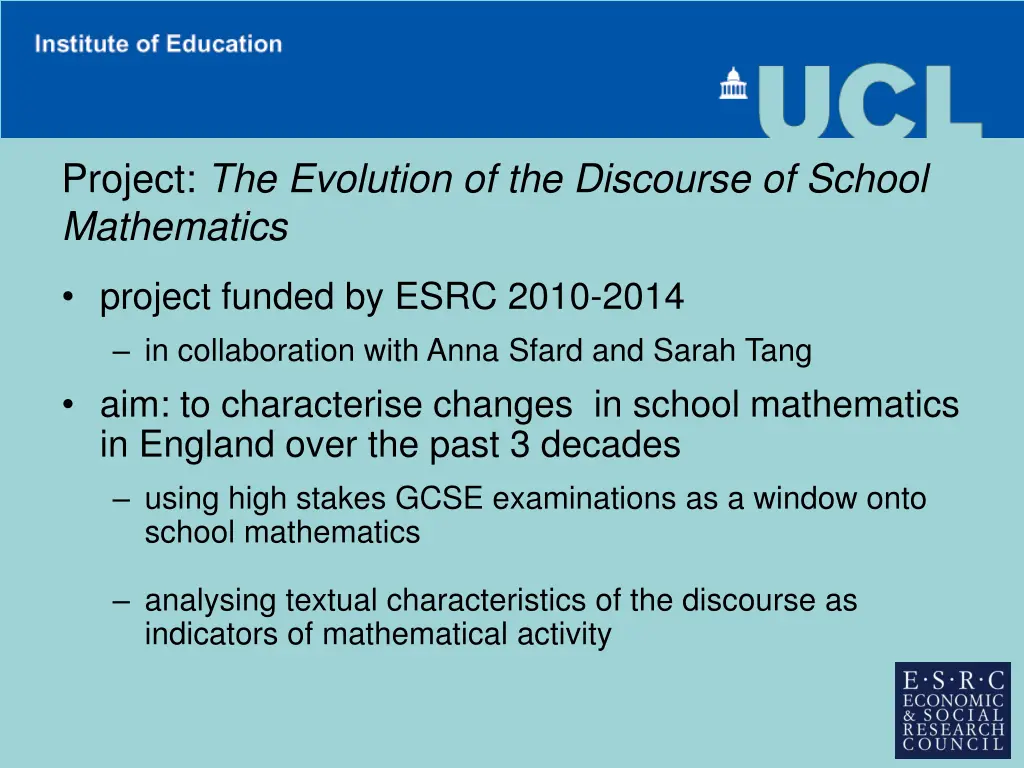 project the evolution of the discourse of school