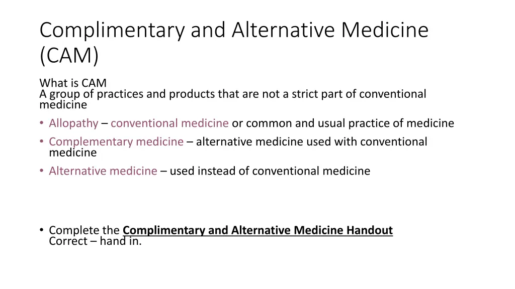 complimentary and alternative medicine cam 1