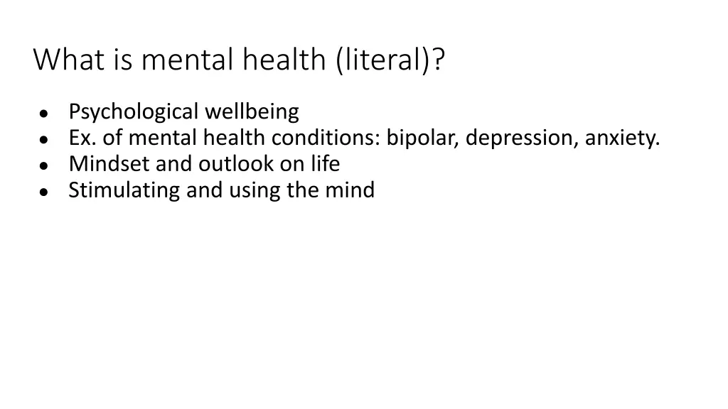 what is mental health literal