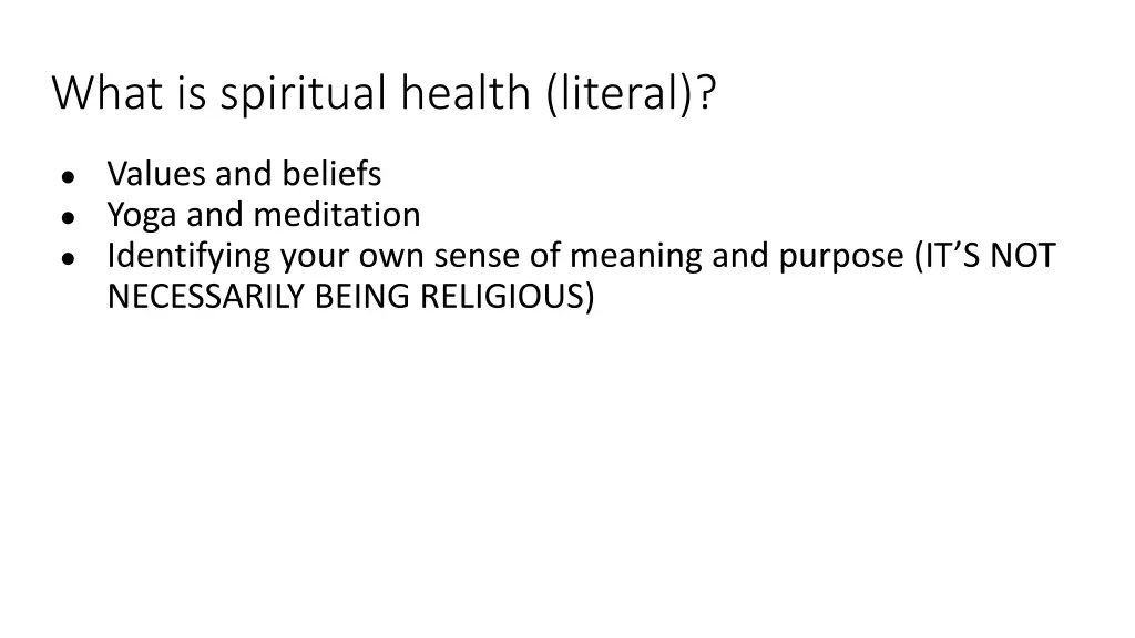 what is spiritual health literal