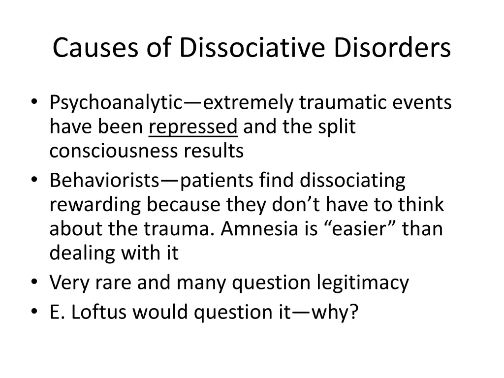 causes of dissociative disorders