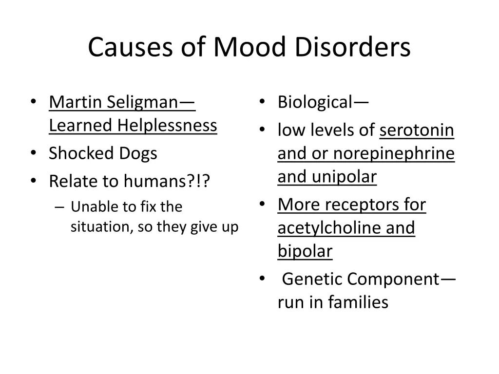 causes of mood disorders 1